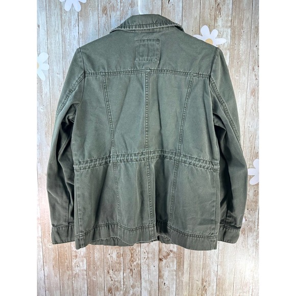 Old Navy‎ Utility Jacket Womens SP Olive Green Military Button Up Cotton Pockets - Picture 2 of 6